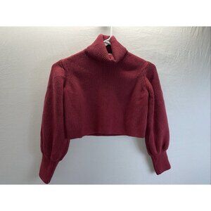 Aritzia‎ Sweater size S Wilfred Rebecca Merino wool Cropped Turtleneck Red/Pink